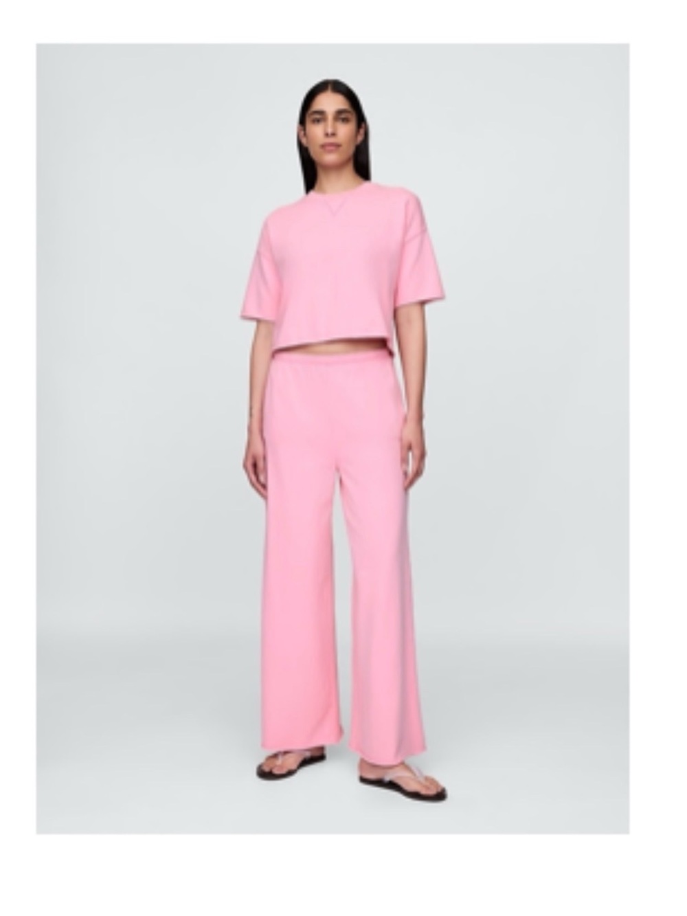 GAP French Terry Wide-Leg Rolled Hem Sweatpants